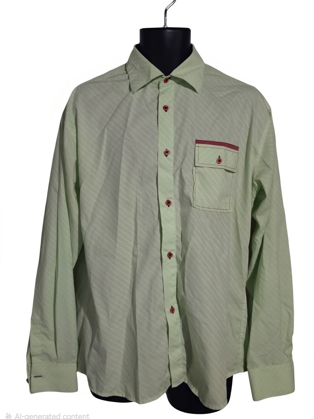 Prada Light Green Dress Shirt with Maroon Trim